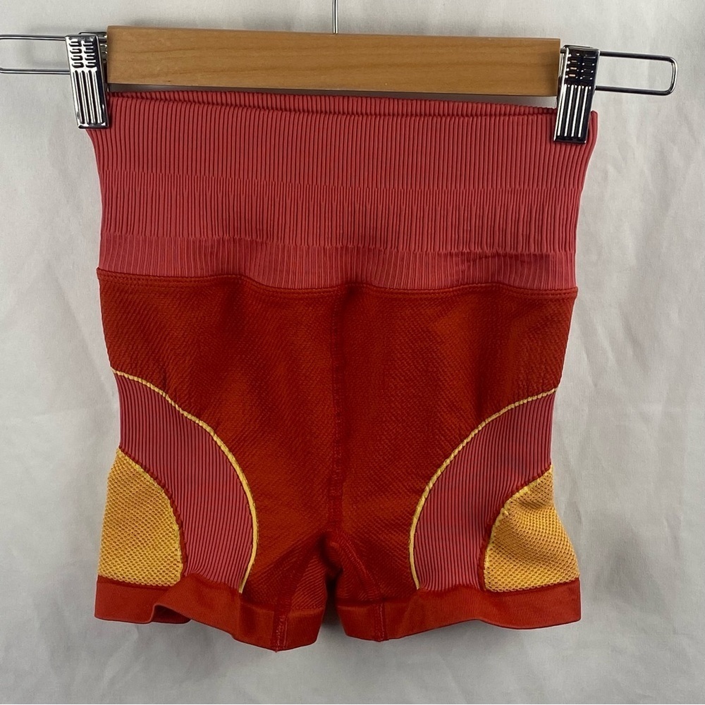 Free People Colorblock High-Waist Athletic Shorts in Red, Pink, Yellow